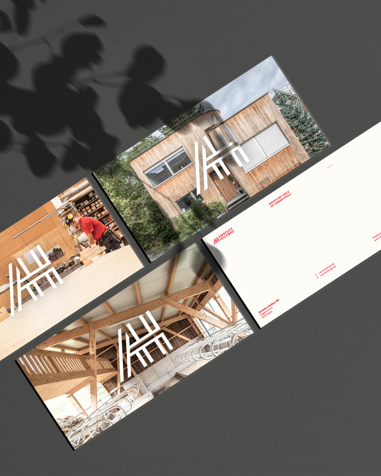A6lang Grusskarten Amstutz Holzbau Corporate Design HI Schweiz hoch