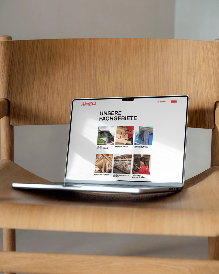 Website Desktop Amstutz Holzbau Corporate Design HI Schweiz