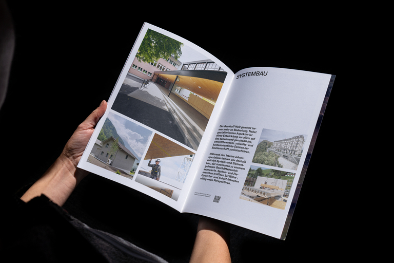 A4 Imagebroschure Amstutz Holzbau Kampagnedesign HI Schweiz